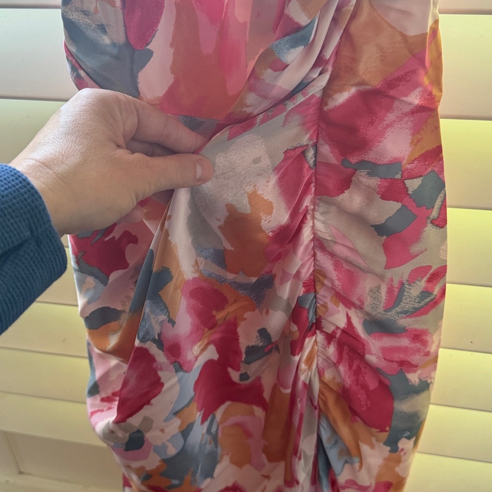 Floral Maxi Dress with Draped Neckline - Picture 3 of 4